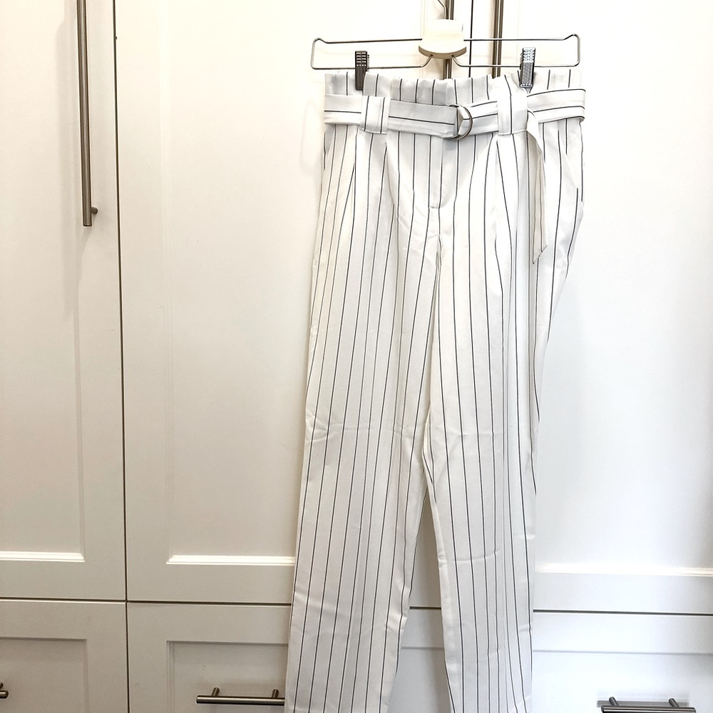 Miss Selfridge white striped trousers